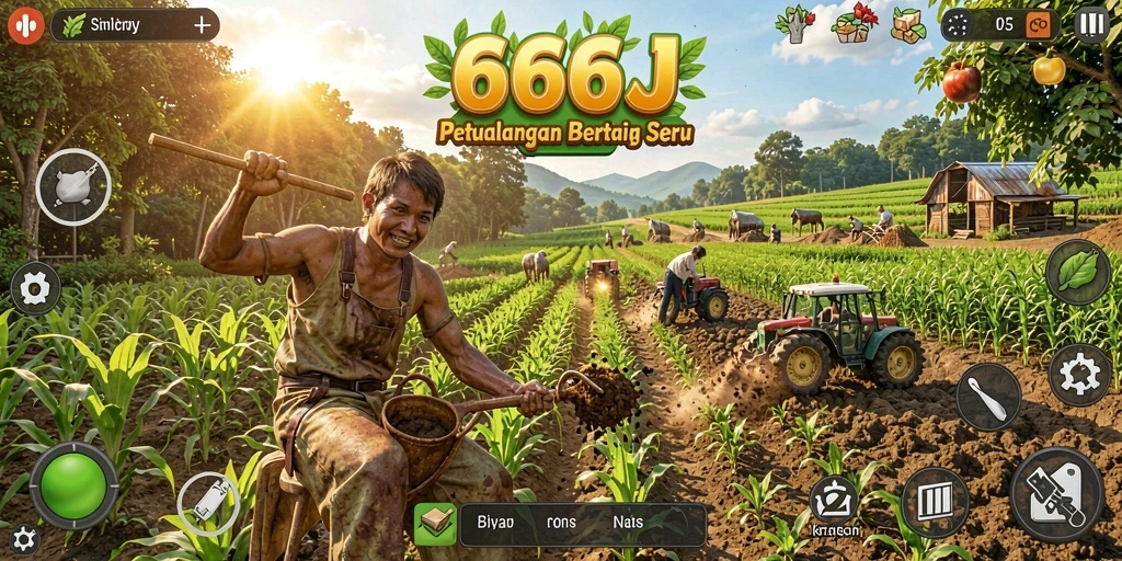 Tangkapan layar dari gameplay seru 666J saat bertani.