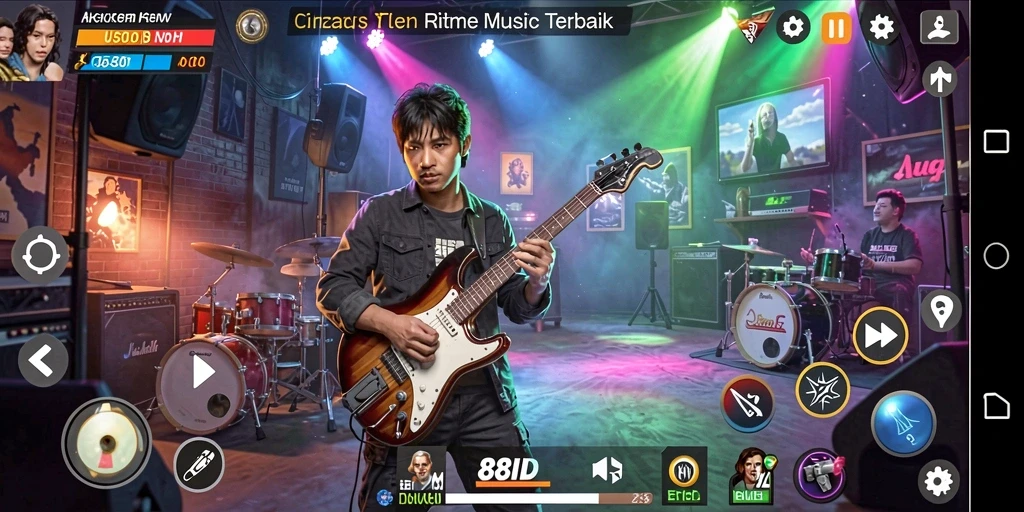 Screenshot gameplay 88ID menampilkan fitur playlist dan antarmuka musik.