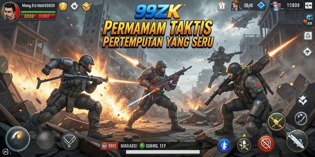 Screenshot gameplay 99ZK menampilkan pertempuran TPS yang mendebarkan.