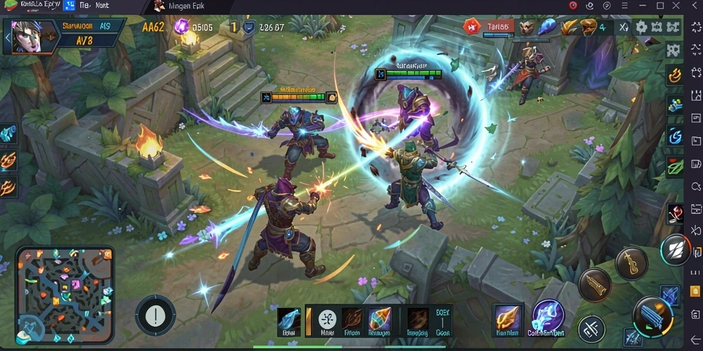 Screenshot gameplay MOBA yang mendebarkan di AA62.