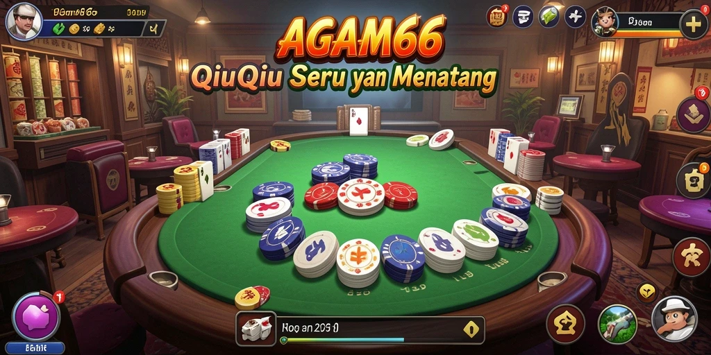 Tampilan menarik dari gameplay QiuQiu di AGAM66.
