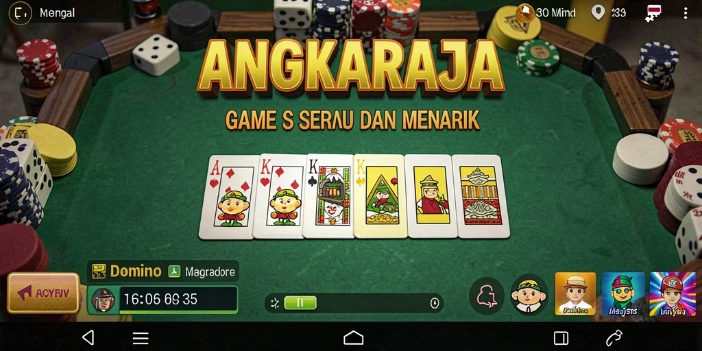 Screenshot gameplay ANGKARAJA dengan suasana permainan domino yang menarik.