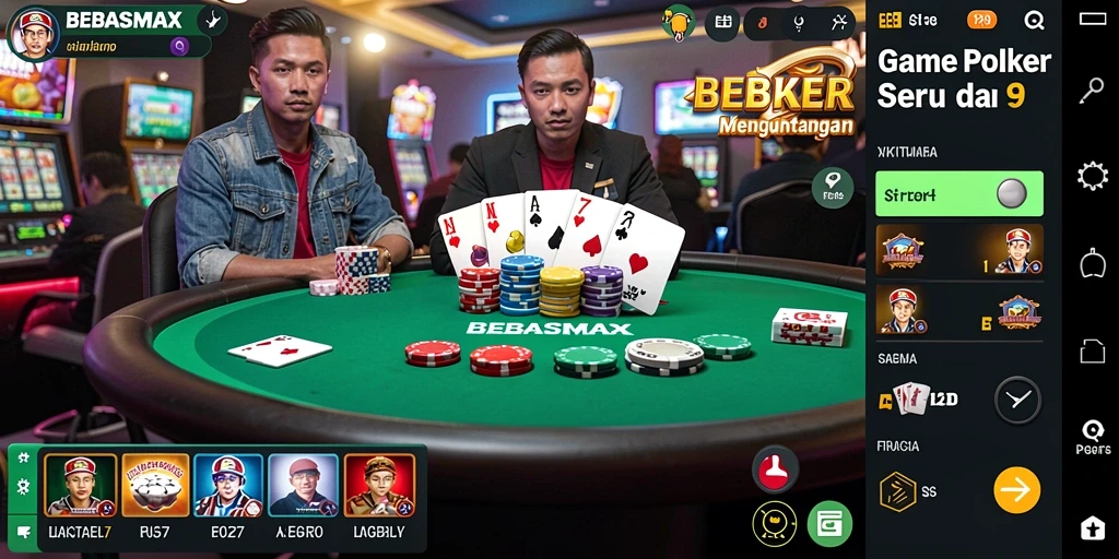 Tampilan screenshot gameplay seru BEBASMAX dengan suasana Poker yang mendebarkan.