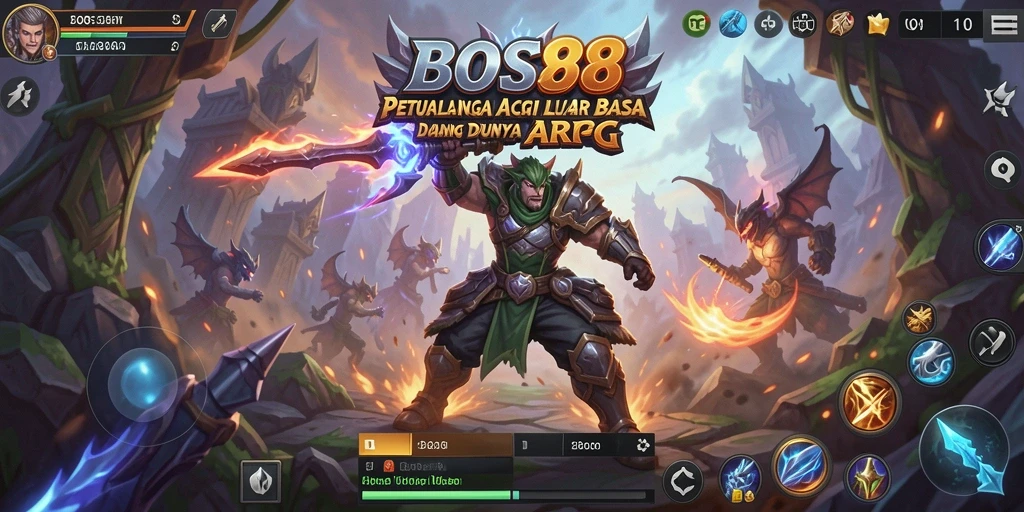 Tampilan gameplay ARPG yang menakjubkan dan aksi seru di BOS88.