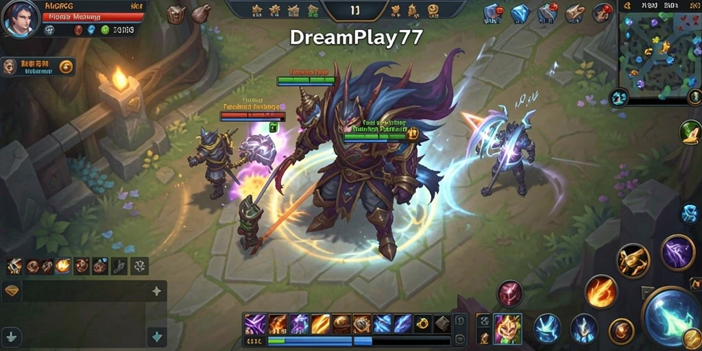 Tampilan aksi seru dalam gameplay MMORPG DREAMPLAY77.