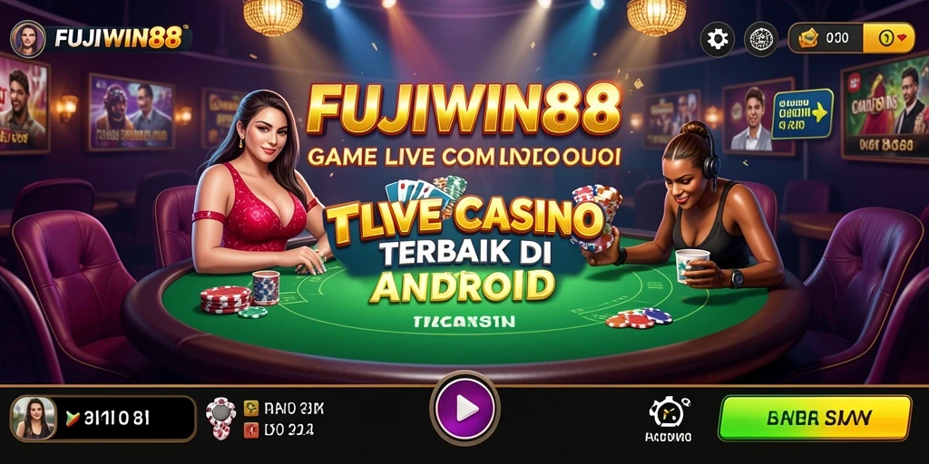 Tampilan gameplay <strong>FUJIWIN88</strong> yang menegangkan dengan dealer langsung dan interaksi sosial.