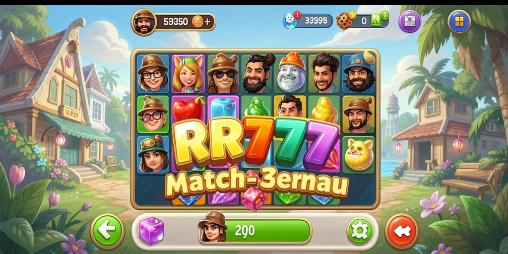 Tampilkan gameplay seru dalam permainan Match-3 RR777.