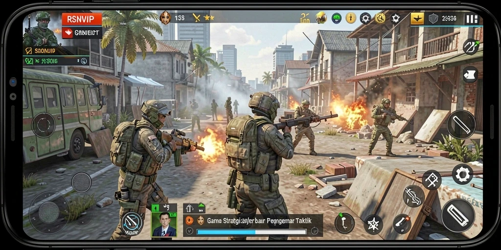 Screenshot RSNVIP menunjukkan momen intens dalam gameplay strategi.