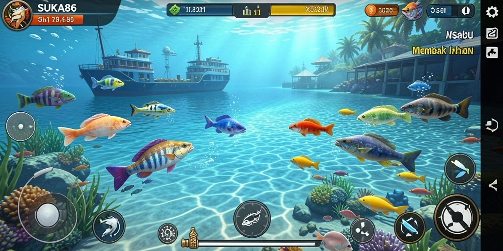 Tampilan screenshot dari gameplay Tembak Ikan yang seru.