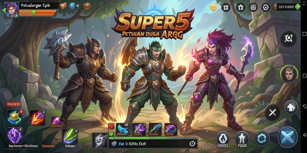 Gameplay SUPER5 yang intens dan mengasyikkan dalam dunia fantasi.