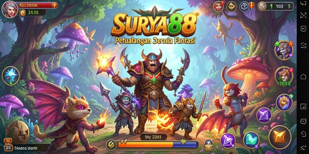 Tangkapan layar utama SURYA88 menampilkan aksi seru dalam petualangan.