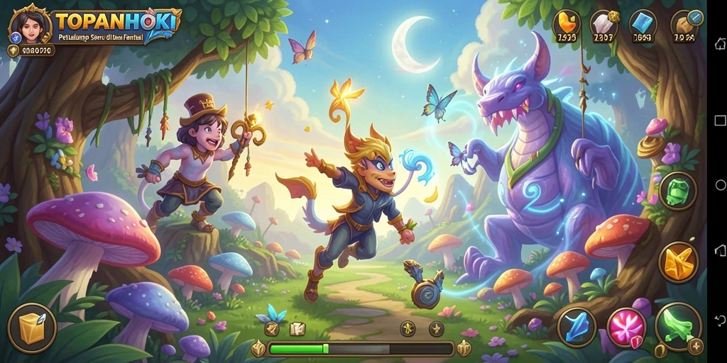 Tampilan gameplay seru dan penuh petualangan di TOPANHOKI.