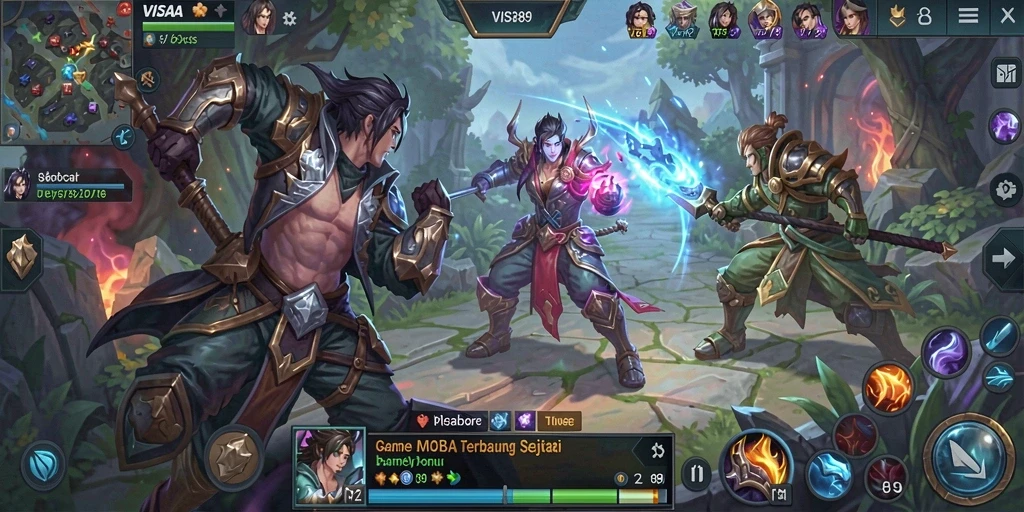 Tampilan gameplay <strong>VISA89</strong> yang seru dan menegangkan dalam pertempuran MOBA.